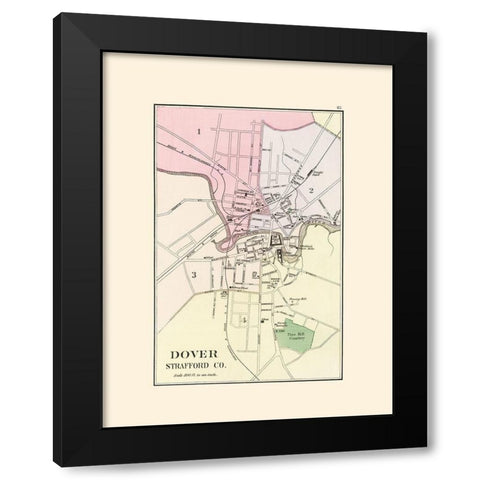 Dover New Hampshire - Hitchcock 1877 Black Modern Wood Framed Art Print with Double Matting by Hitchcock