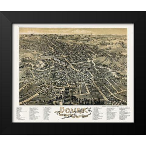 Dover New Hampshire - Poole 1888  Black Modern Wood Framed Art Print by Poole