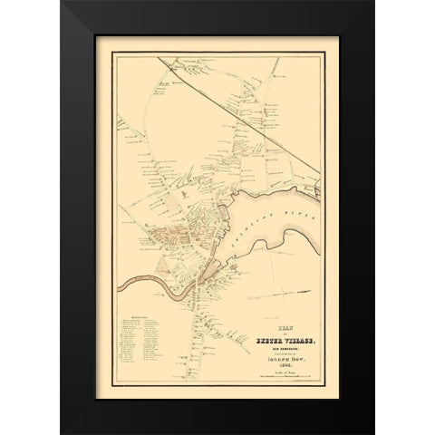 Exeter New Hampshire - Dow 1845  Black Modern Wood Framed Art Print by Dow