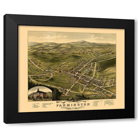 Farmington New Hampshire -1877 Black Modern Wood Framed Art Print by Unknown