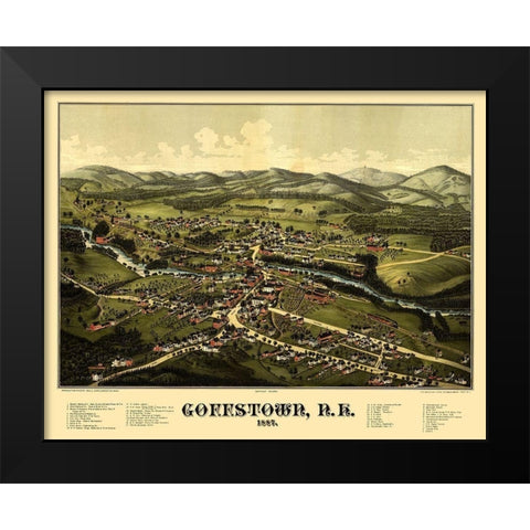 Goffstown New Hampshire - Norris 1887  Black Modern Wood Framed Art Print by Norris