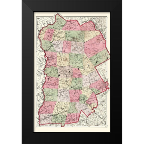 Grafton New Hampshire - Walling 1877 Black Modern Wood Framed Art Print by Walling
