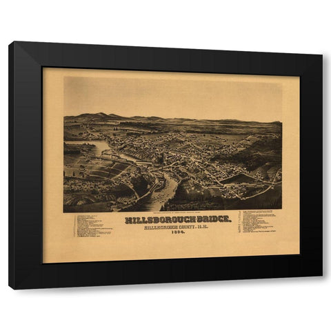 Hillsborough Bridge New Hampshire - Norris 1884  Black Modern Wood Framed Art Print with Double Matting by Norris