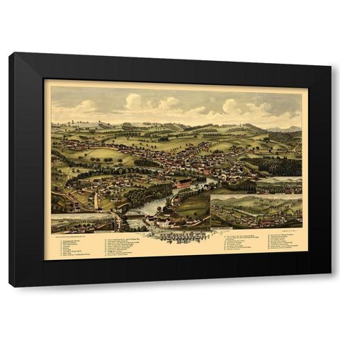 Henniker New Hampshire - Norris 1889  Black Modern Wood Framed Art Print with Double Matting by Norris