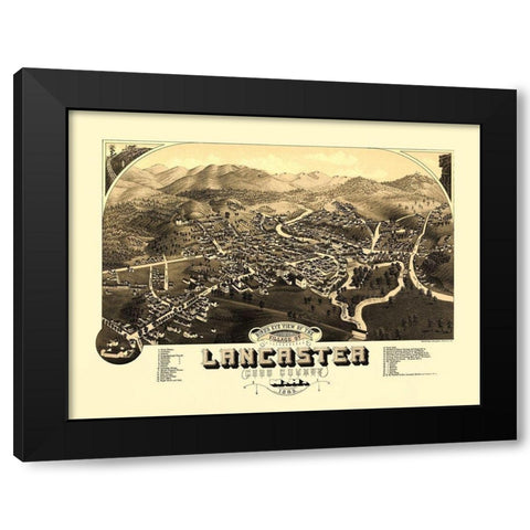 Lancaster New Hampshire - Beck 1883 Black Modern Wood Framed Art Print by Beck
