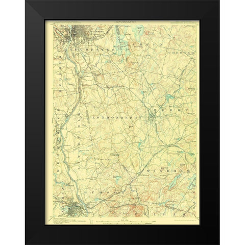 Manchester New Hampshire Quad - USGS 1905 Black Modern Wood Framed Art Print by USGS