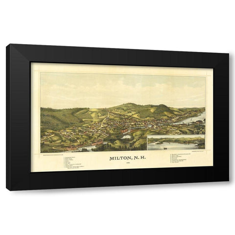 Milton New Hampshire - Norris 1888  Black Modern Wood Framed Art Print by Norris