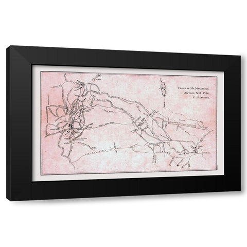 Monadnock New Hampshire - Harling 1916  Black Modern Wood Framed Art Print by Harling