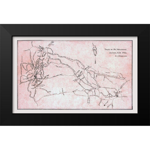 Monadnock New Hampshire - Harling 1916  Black Modern Wood Framed Art Print by Harling