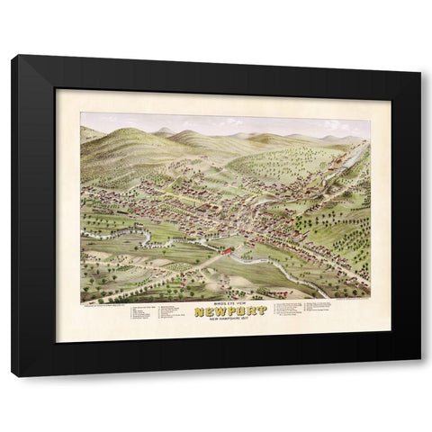 Newport New Hampshire - Stoner 1877  Black Modern Wood Framed Art Print by Stoner