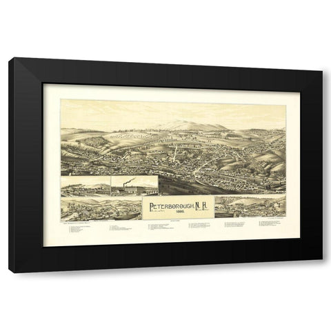 Peterborough New Hampshire - Burleigh 1886  Black Modern Wood Framed Art Print with Double Matting by Burleigh