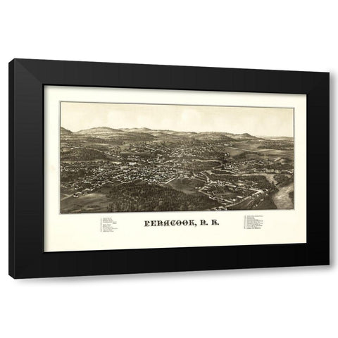 Penacook New Hampshire - Burleigh 1887  Black Modern Wood Framed Art Print by Burleigh