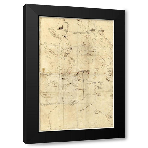 Portsmouth New Hampshire -1792 Black Modern Wood Framed Art Print with Double Matting by Unknown