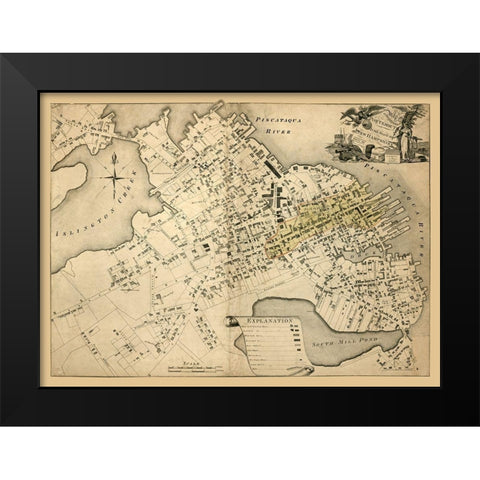 Portsmouth New Hampshire - Halen 1813  Black Modern Wood Framed Art Print by Halen