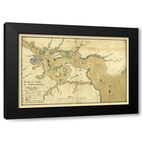 Portsmouth New Hampshire -1782 Black Modern Wood Framed Art Print by Unknown