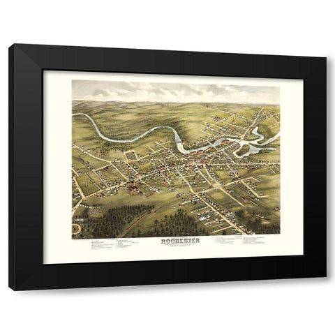 Rochester New Hampshire - Stoner 1877  Black Modern Wood Framed Art Print by Stoner