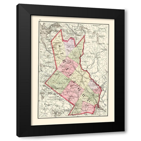 Strafford New Hampshire - Walling 1877 Black Modern Wood Framed Art Print with Double Matting by Walling