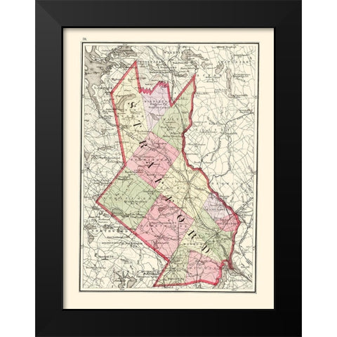 Strafford New Hampshire - Walling 1877 Black Modern Wood Framed Art Print by Walling