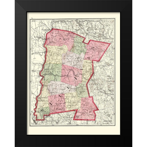 Sullivan New Hampshire - Walling 1877 Black Modern Wood Framed Art Print by Walling