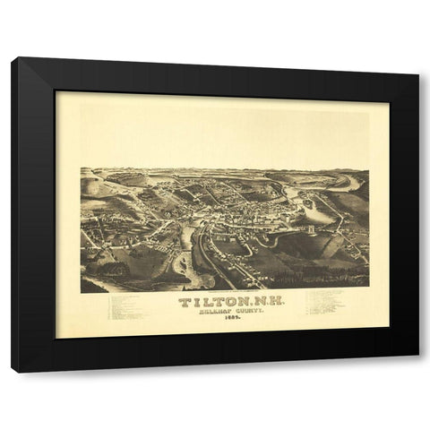 Tilton New Hampshire - Norris 1884  Black Modern Wood Framed Art Print by Norris