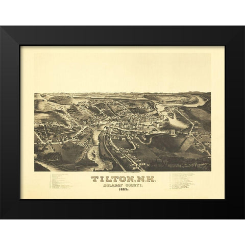 Tilton New Hampshire - Norris 1884  Black Modern Wood Framed Art Print by Norris