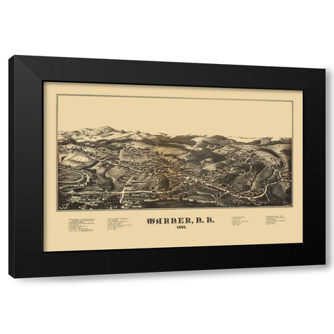 Warner New Hampshire -1887 Black Modern Wood Framed Art Print with Double Matting by Unknown