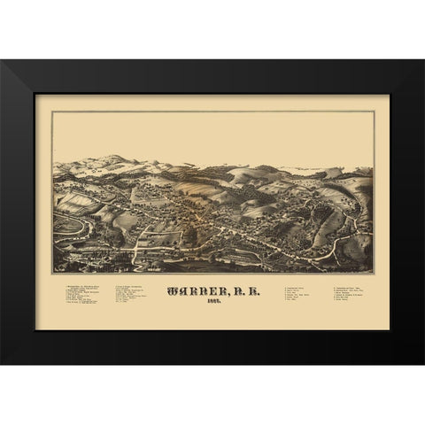 Warner New Hampshire -1887 Black Modern Wood Framed Art Print by Unknown