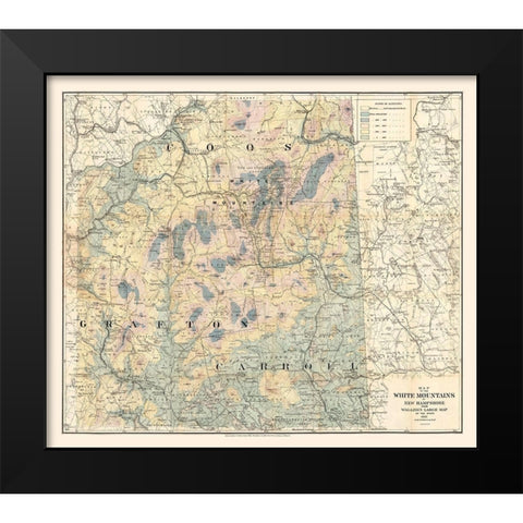 New Hampshire White Mountains -1881 Black Modern Wood Framed Art Print by Unknown