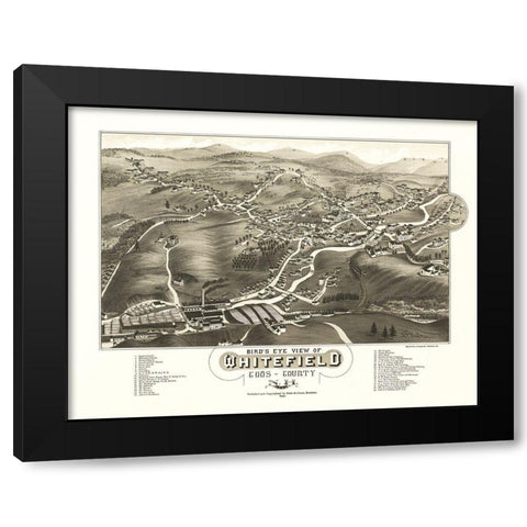 Whitefield New Hampshire - Norris 1883  Black Modern Wood Framed Art Print with Double Matting by Norris