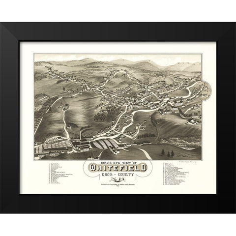 Whitefield New Hampshire - Norris 1883  Black Modern Wood Framed Art Print by Norris