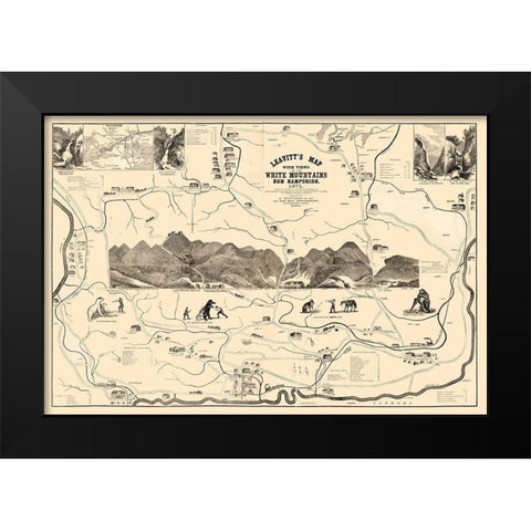 White Mountains New Hampshire - Leavitt 1871  Black Modern Wood Framed Art Print by Leavitt