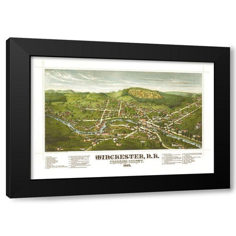 Winchester New Hampshire - Norris 1887  Black Modern Wood Framed Art Print with Double Matting by Norris