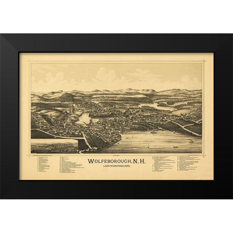 Wolfeborough New Hampshire -Norris 1889  Black Modern Wood Framed Art Print by Norris