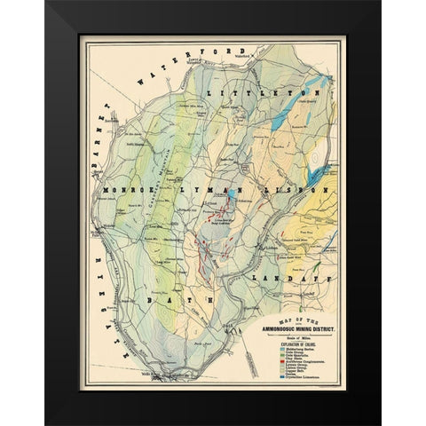 Ammonoosuc Mining District New Hampshire Black Modern Wood Framed Art Print by Hitchcock