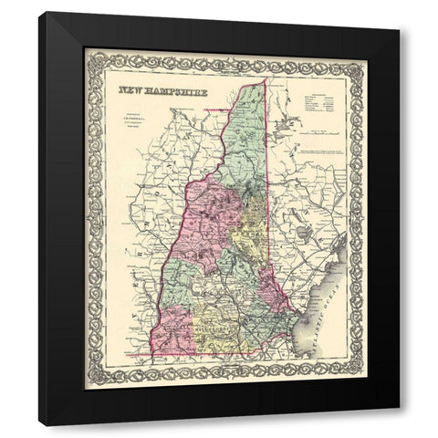 New Hampshire - Colton 1855 Black Modern Wood Framed Art Print by Colton