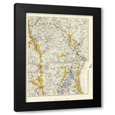 New Hampshire - Bien 1878 Black Modern Wood Framed Art Print with Double Matting by Bien