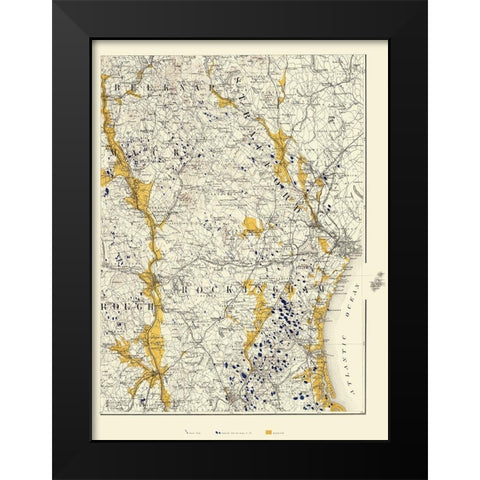New Hampshire - Bien 1878 Black Modern Wood Framed Art Print by Bien