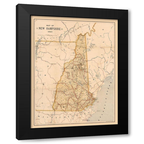 New Hampshire -1890 Black Modern Wood Framed Art Print with Double Matting by Unknown