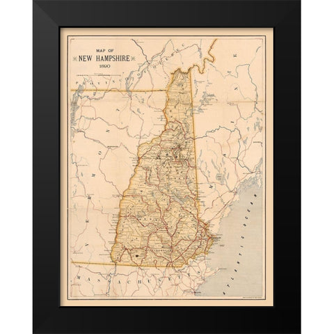 New Hampshire -1890 Black Modern Wood Framed Art Print by Unknown