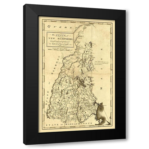 New Hampshire - Lewis 1794  Black Modern Wood Framed Art Print with Double Matting by Lewis