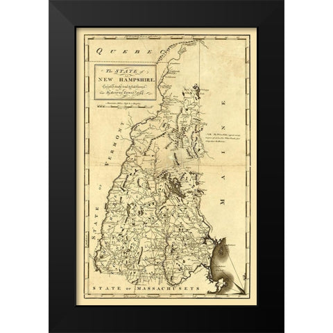 New Hampshire - Lewis 1794  Black Modern Wood Framed Art Print by Lewis