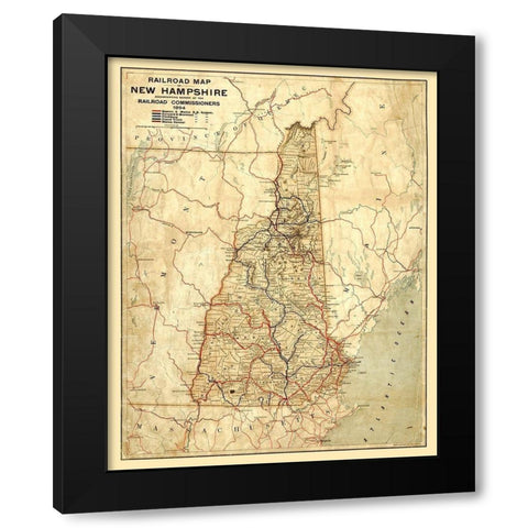 New Hampshire Railroads -1894 Black Modern Wood Framed Art Print with Double Matting by Unknown