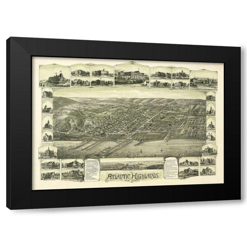 Atlantic Highlands New Jersey - Bailey 1894  Black Modern Wood Framed Art Print with Double Matting by Bailey
