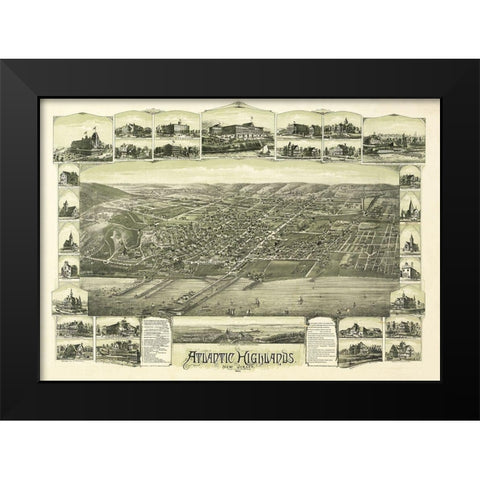 Atlantic Highlands New Jersey - Bailey 1894  Black Modern Wood Framed Art Print by Bailey