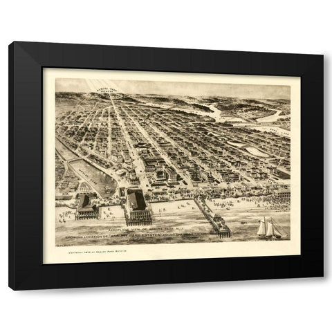 Asbury Park New Jersey - Pettit 1910  Black Modern Wood Framed Art Print by Pettit