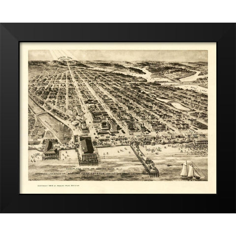 Asbury Park New Jersey - Pettit 1910  Black Modern Wood Framed Art Print by Pettit