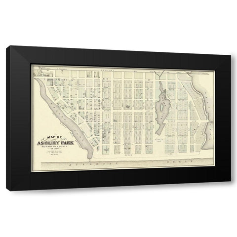 Asbury Park New Jersey Landowner - Kennedy 1877 Black Modern Wood Framed Art Print with Double Matting by Kennedy