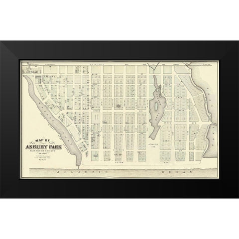 Asbury Park New Jersey Landowner - Kennedy 1877 Black Modern Wood Framed Art Print by Kennedy