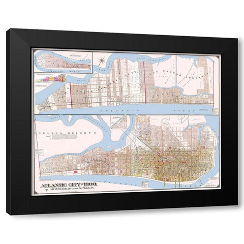 Atlantic City New Jersey Landowner - Mueller 1900 Black Modern Wood Framed Art Print by Mueller