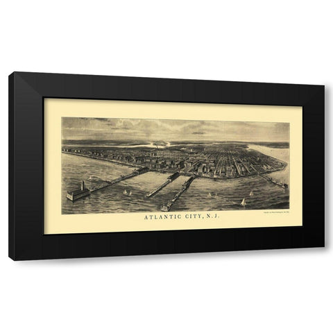Atlantic City New Jersey - National Pub Co 1905 Black Modern Wood Framed Art Print with Double Matting by National Pub Co